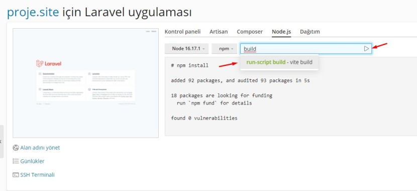 Laravel Npm Build Komutu Vite